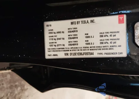2018 Tesla Model 3 Long Range/Performance from USA, damaged, VIN 5YJ3E1EB6JF097044